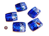 12 Perle Vetro Bicolore 28x20x10 mm - Blu/blu Light - rettangolo - KV47-BLB