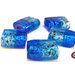 12 Perle Vetro Bicolore 28x20x10 mm - Azzurro/Turchese - rettangolo - KV47-TB