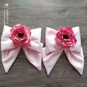 Fiocchi fermatenda in cotone rosa fiori 