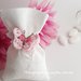 Segnalibro/bomboniera bianco con farfalla rosa - nascita - Battesimo