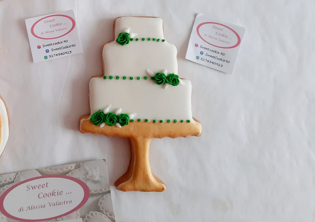 biscotto torta nuziale matrimonio promessa verde smeraldo oro - Cak