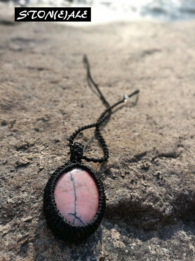 Collana In Argento 925 Con Ciondolo A Doppia Punta In Rodonite Australiana Naturale, Catena 50 Cm - 4