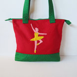 BORSA FELTRO ROSSO E VERDE CON BALLERINA TUTU’ GIALLO