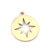Coppia charms acciaio dorato silhouette stella 12x10mm