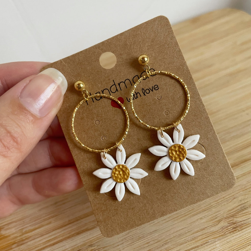Orecchini A Cerchio Ovale Con Margherita, Argento 925, Gioielli Filigrana Boho Per Donna