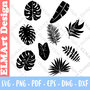 Tropical Leaves Svg Palm Branch Svg Clipart 6 Format Files Vector Art Svg Png Pdf Eps Dxf Instant Download T-Shirt Print Customizable File P
