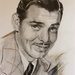 Ritratto Clark Gable portrait 24x33cm, Tecnica matita/ oro ( charcoal/ gold technique)