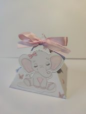 Scatolina elefantino elefantina bimba nascita confetti bigliettino battesimo compleanno nome sacchetto bomboniera sacchetto 
