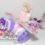 Torta di Pannolini Pampers Aereo + Doudou rosa femmina bambina - idea regalo, originale ed utile, per nascite, battesimi e compleanni