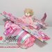 Torta di Pannolini Pampers Aereo + Doudou rosa femmina - idea regalo, originale ed utile, per nascite, battesimi e compleanni