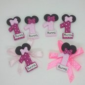 INSERZIONE PERSONALE PER 20 CALAMITE MINNIE PER GEMELLE DOPPIO NOME + FIOCCO SEGNAPOSTO