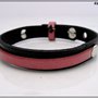 bracciale in cuoio fiorentino bicolore nero / rosa, regolabile, idea regalo uomo o donna