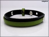 bracciale in cuoio fiorentino bicolore nero / verde, regolabile, idea regalo uomo o donna