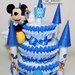 Torta di Pannolini Pampers Castello peluche Topolino maschio azzurro idea regalo originale e utile nascita battesimo
