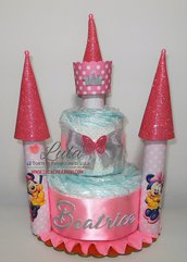 Torta di Pannolini Pampers Castello bambina femmina rosa - idea regalo, originale ed utile nascita battesimo