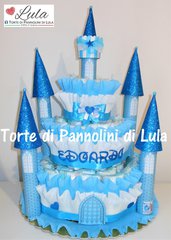 Torta di Pannolini Pampers Castello - idea regalo, originale ed utile, per nascite, battesimi e compleanni baby shower