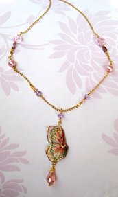Collana farfalla rosa fatta a mano- gioielli fatti a mano