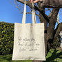 Shopper in 100% cotone ricamata a mano con scritta motivazionale, borsa personalizzabile