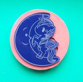 Stampo in gomma siliconica Luna con Unicorno