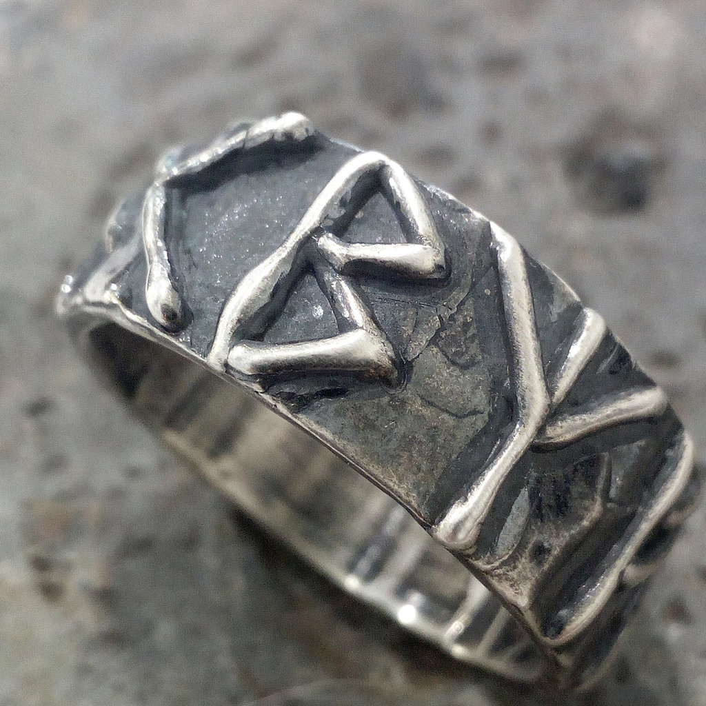 Anello Vichingo Martello Di Thor Mjolnir &ndash; Argento E Rune &ndash; Regalo Uomo Donna