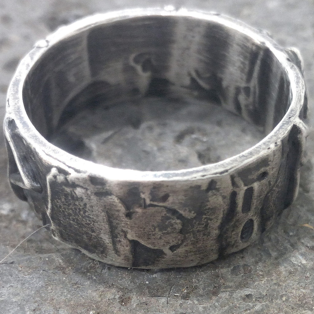 Anello Gioiello, Anello Rune Vichinghe - Uomo Donna Acciaio Inossidabile Anello Rune Nordiche Futhark - 8MM Anello Rune Lettera Amuleto Moda Punk Biker Dichiarazione Taglia 7-13