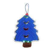 Alberello blu elettrico di Natale ad uncinetto da appendere 9x13 cm - 15NTL