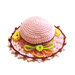 Cappellino puntaspilli rosa, marrone e giallo ad uncinetto in cotone 11.5 cm - 31PN
