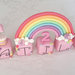 cake topper cubi nome rosa con unicorni e arcobaleno 7 cubi 7 lettere compleanno