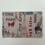 Astuccio Bustina in tessuto fantasia Parigi chiusura con velcro 22x14 cm fodrata