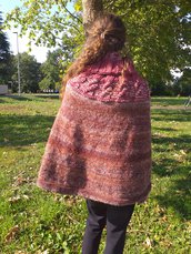 Mantella donna in lana fatta a mano ai ferri / poncho lana 