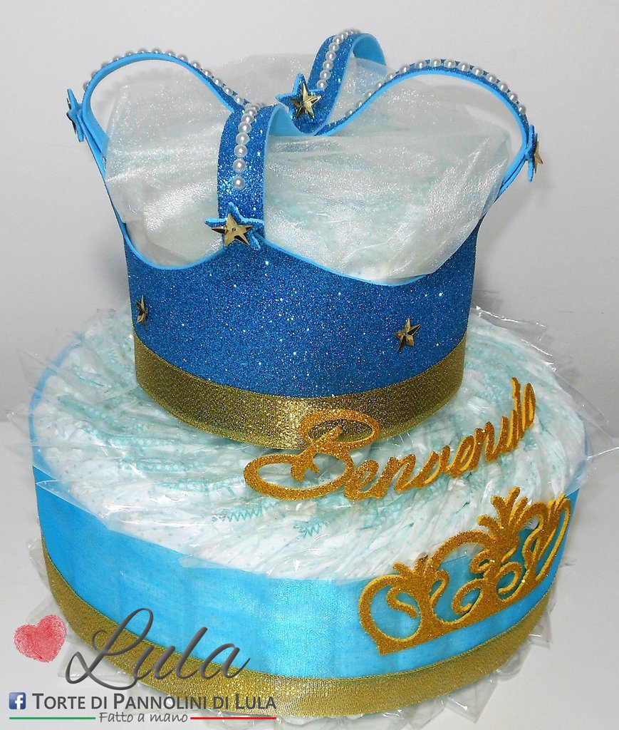 Torta Pannolini Principessa - 30 Pannolini Huggies, Regalo Neonata - Foto 3