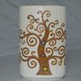 Vaso ovale in ceramica di Castelli bocciardato albero della vita h cm 15