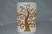 Vaso ovale in ceramica di Castelli bocciardato albero della vita h cm 20