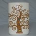 Vaso ovale in ceramica di Castelli bocciardato albero della vita h cm 20