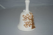 Campanella dipinta a mano in ceramica bocciardata di castelli albero della vita cm 11