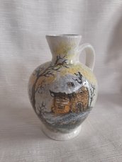 Fiaschetta in ceramica di castelli bocciardata panorama cm 13