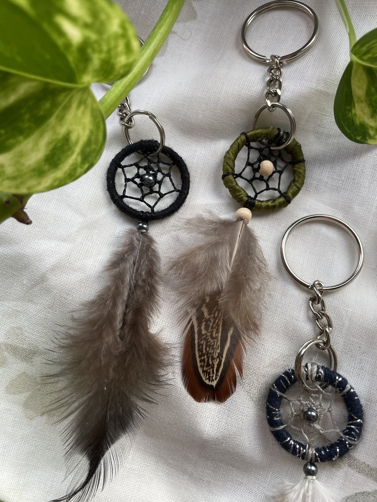 Portachiavi Acchiappasogni Bohemien - Doppia Estremità Con Piume, Regalo Ideale