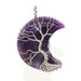 Cpllana con ciondolo pendente luna in autentica ametista naturale e albero della vita wire chakra cristalloterapia