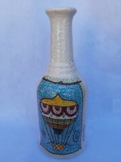 Bottiglia in ceramica di castelli con collo cm 20