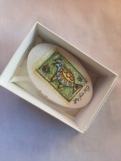 Portagioie ovale in ceramica di castelli dipinto a mano cm 10x6x2,3