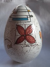 Uovo in ceramica di castelli dipinto a mano cm 12