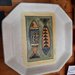 Piatto in ceramica di castelli bocciardata dipinto a mano cm 34x34