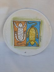 Piatto tondo in ceramica di castelli bocciardata cm 26