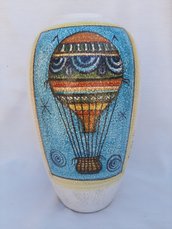 Vaso in ceramica di castelli bocciardata dipinto a mano cm  30