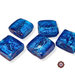 12 Perle Vetro - 21x21x4 mm - Quadrato Piatto - Azzurro - KV36-AZ