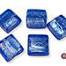 12 Perle Vetro - 21x21x4 mm - Quadrato Piatto - Blu Light - KV36-BL