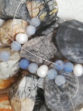 Collana lunga perle e pietre naturali