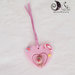 Le Medaglie addobbo natalizio doppio cuore effetto legno rosa con renna, bastoncino di zucchero
