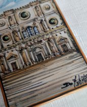Mattone in ceramica di castelli dipinto a mano cm 10x18 con veduta