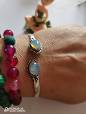 bracciale argento placcato con opale naturale